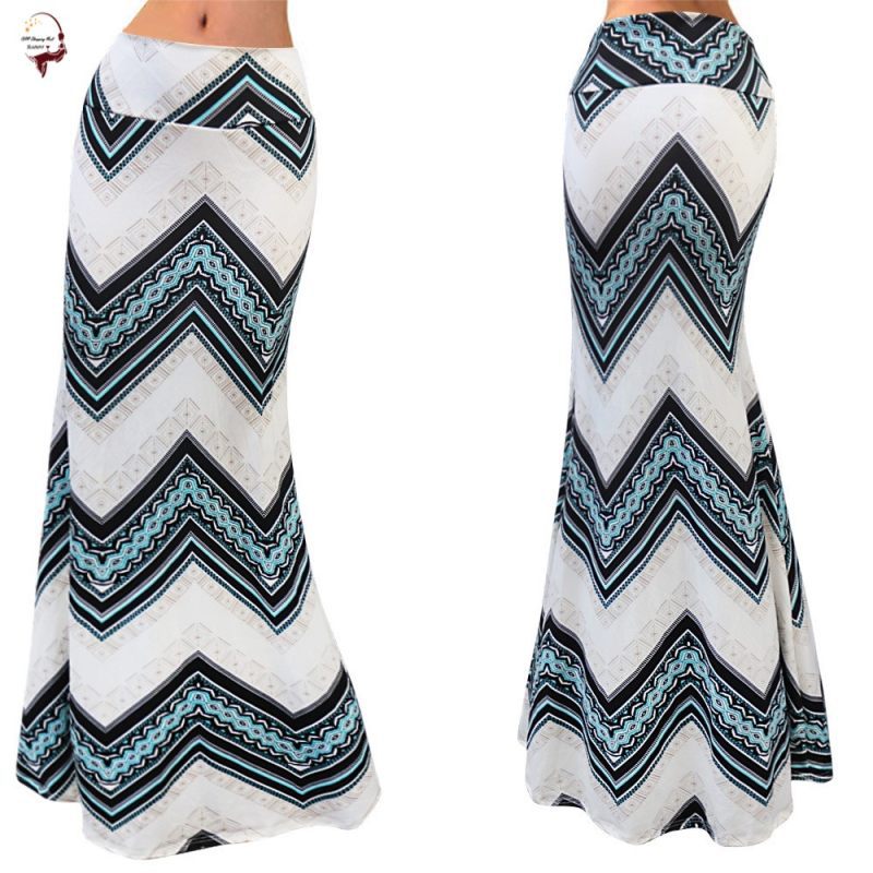 High Waist Long Hip Printed Skirt