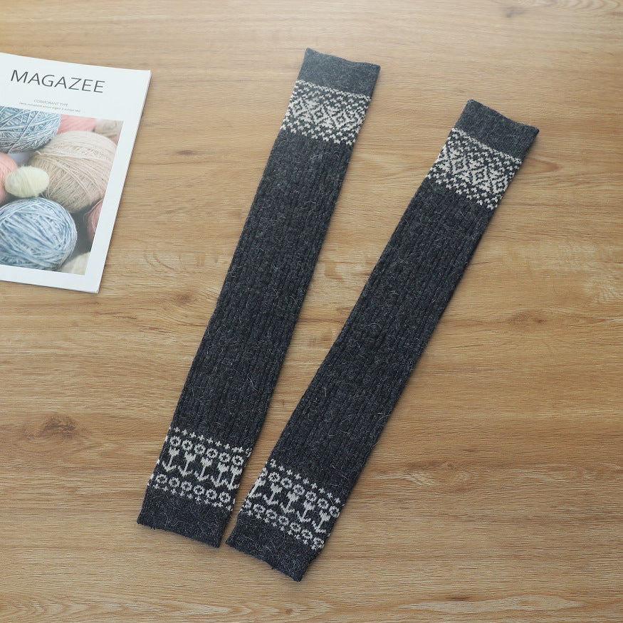 Diamond Fried Dough Twist Long Wool Stockings Set