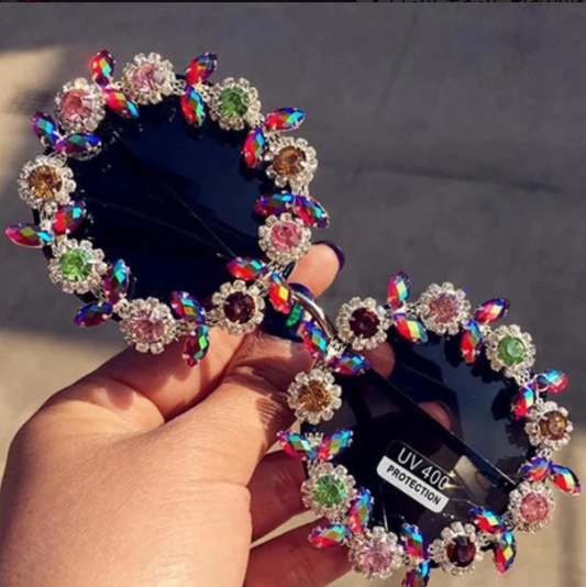 Floral Bling Round UV Sunglasses