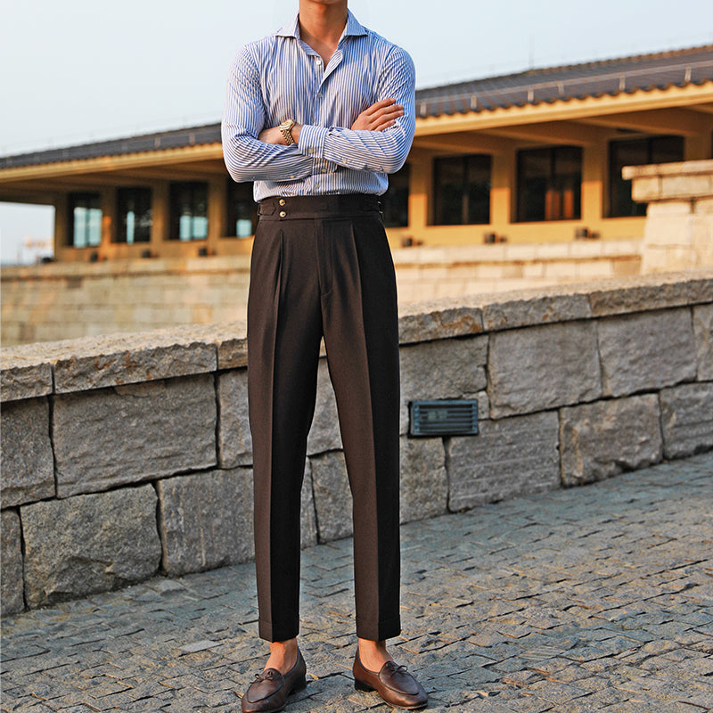 High Waist Retro Straight Italian Pants