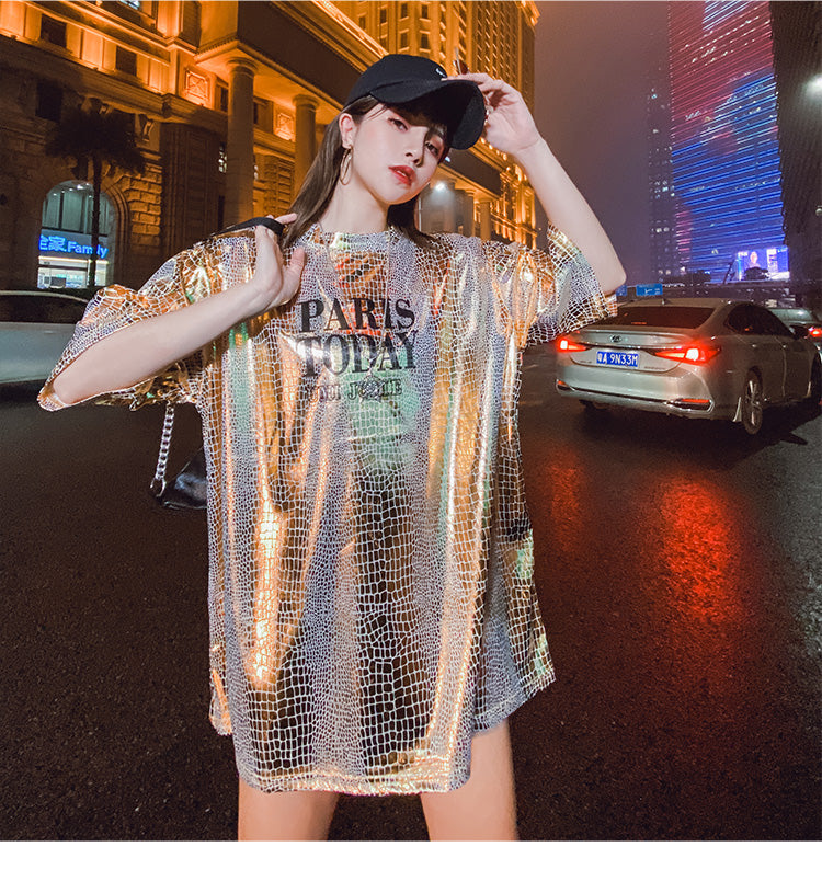 Paris Today Loose Shiny T-shirt
