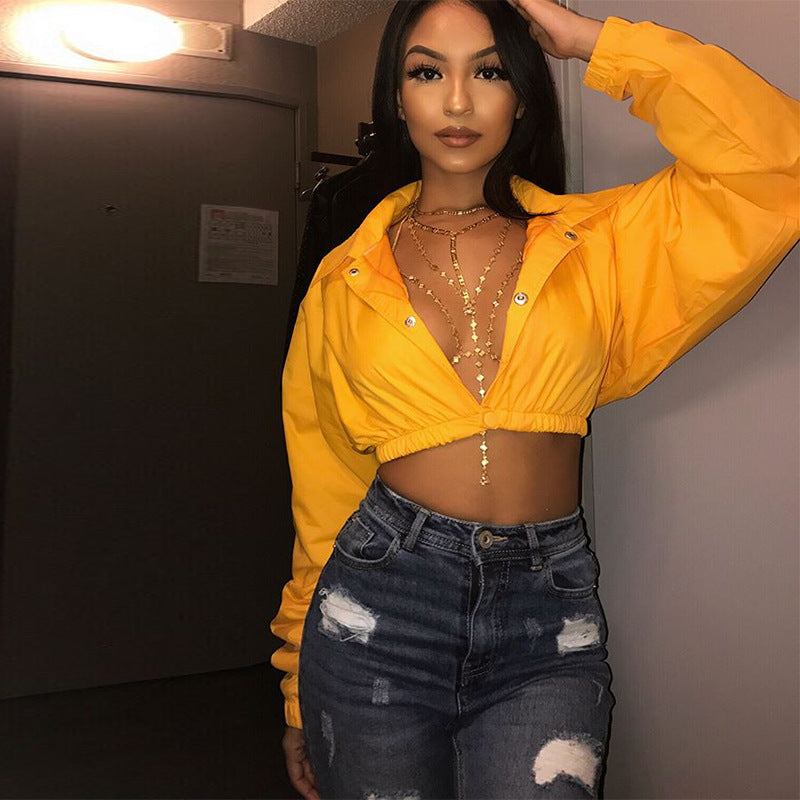 Yellow Cardi-Crop Jacket