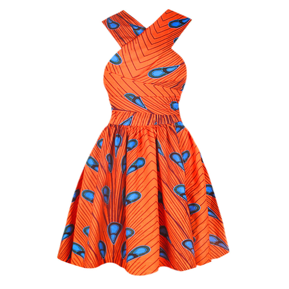 African Print Pleated Dress