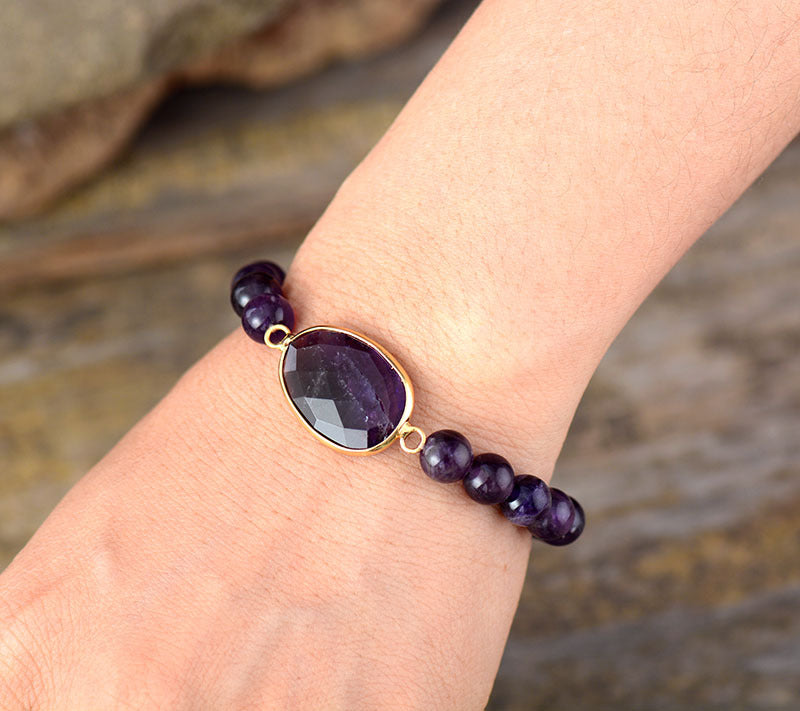 Amethyst Crystal Stretch Beaded Bracelet