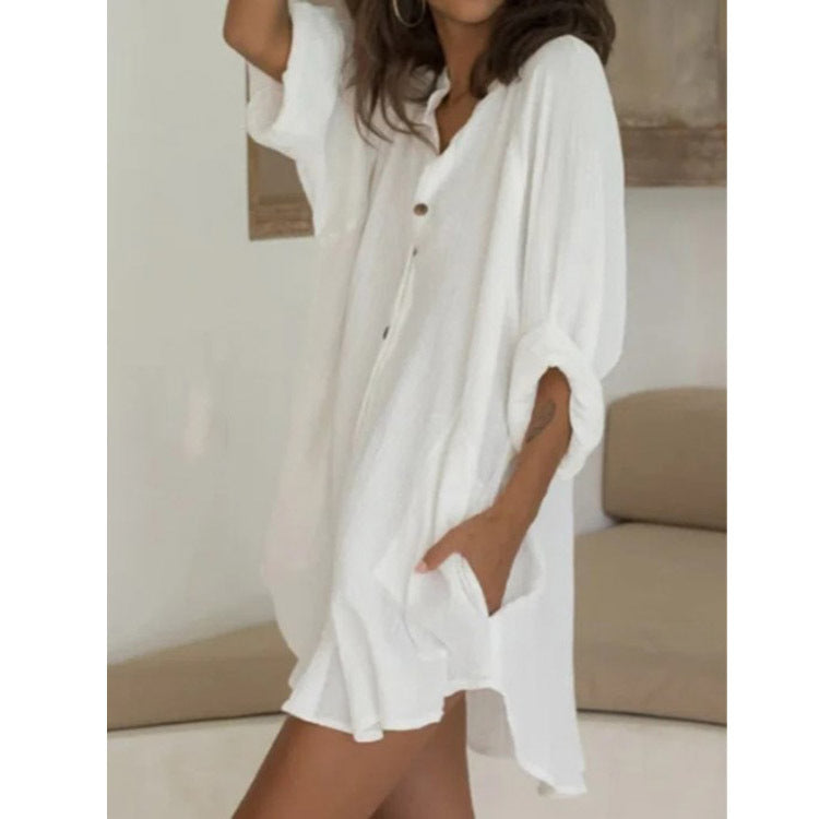 Loose Fitting Long Cardigan w/Low Pockets