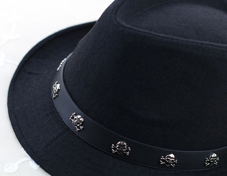 British Retro Woolen Hat w/Skull Band