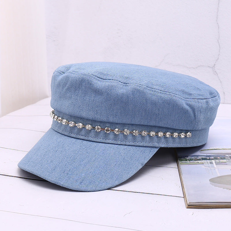 Oxford Cloth Denim Flat Cap