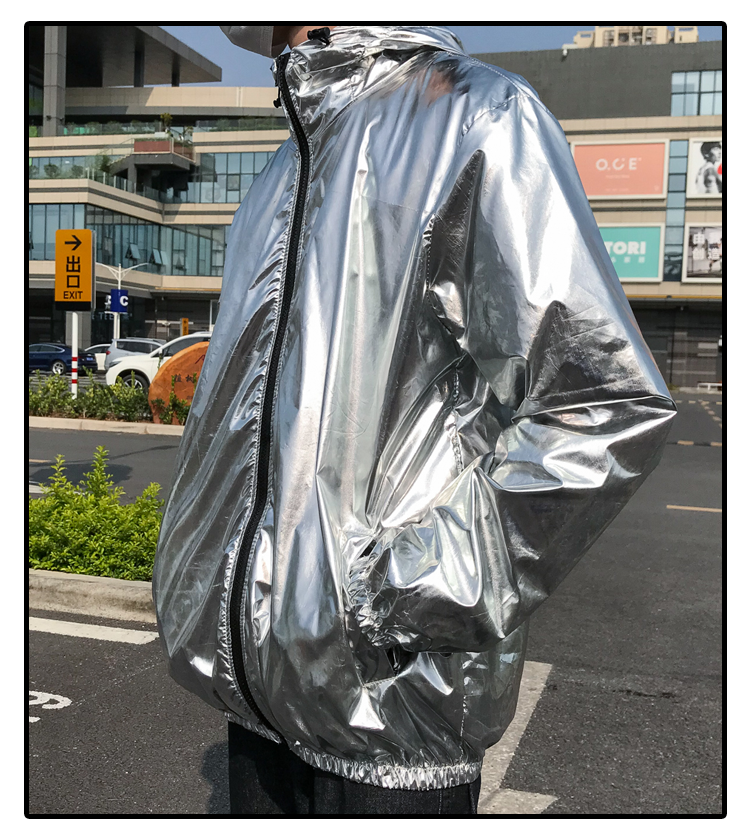 Gold or Silver Hooded Reflective Laser Show Shiny Jacket