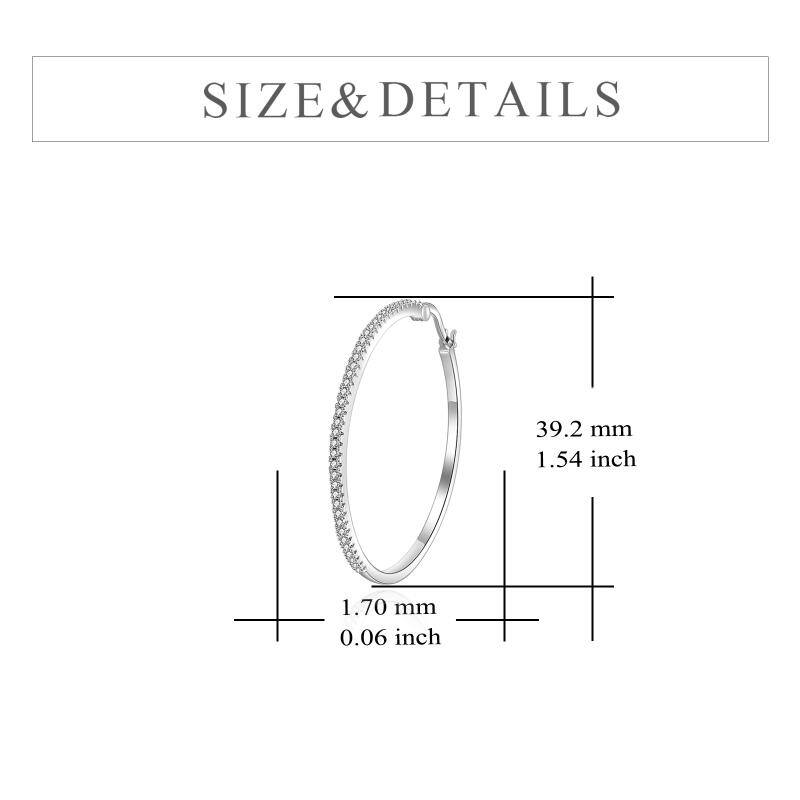 925 Silver/White Gold Plated 40mm Hoop Earrings
