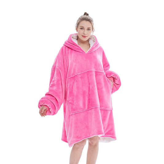 Super Long Oversized Fleece Sweatshirt w/Hood