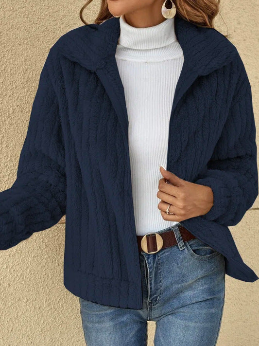 Fleece Zipper Up Lapel Jacket (up to 3XL)