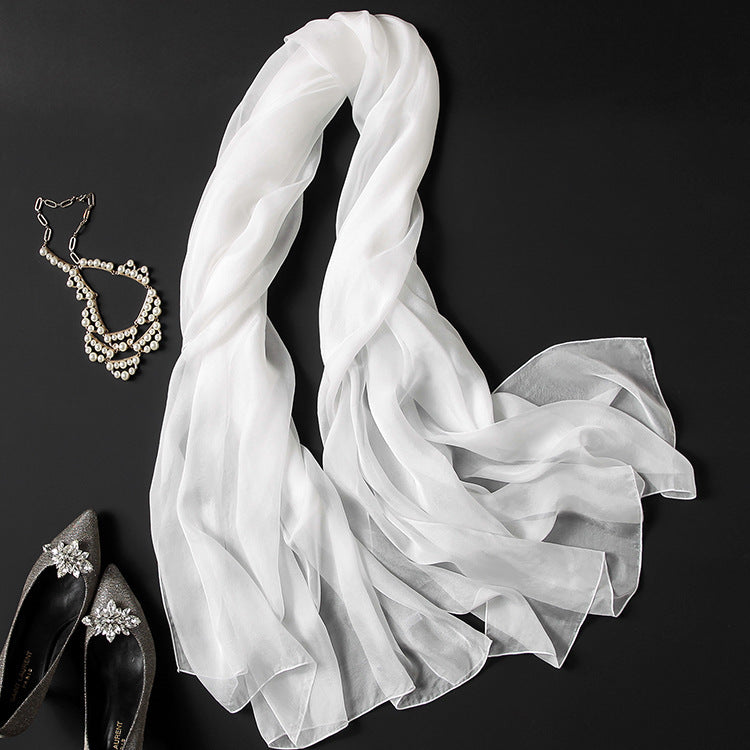 Pure Color Sheer Silk Scarf