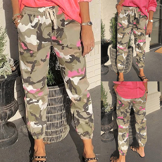 Cotton Tooled Mid-Waist Ladies Camo Pants