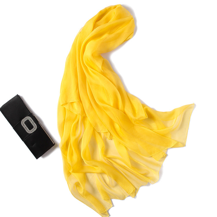 Pure Color Sheer Silk Scarf