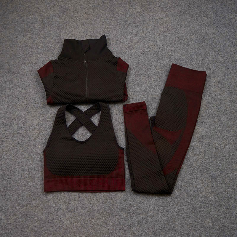 Three-piece Nylon Stretch Fitness Suit