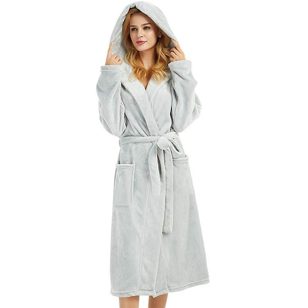 Plush Tie Front Extended Bathrobe with Pockets  (up to 3XL)