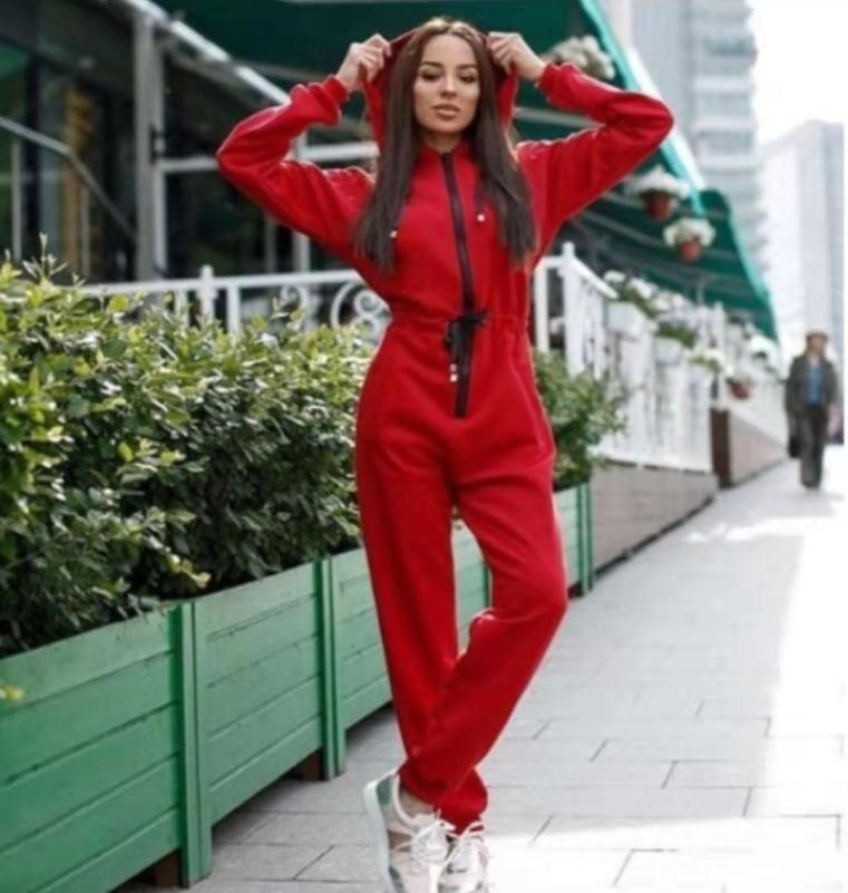 Long Sleeve Hooded Zip & Tie Fleece Pants Suit