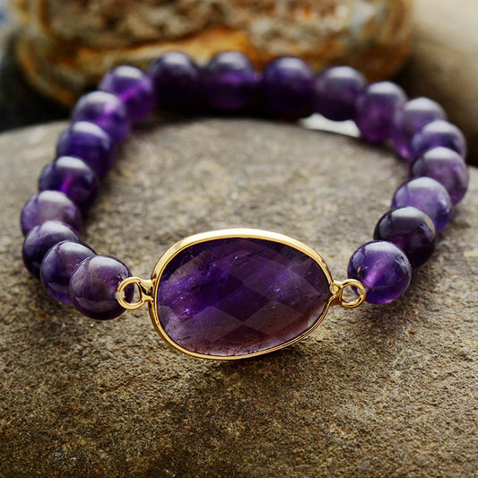 Amethyst Crystal Stretch Beaded Bracelet