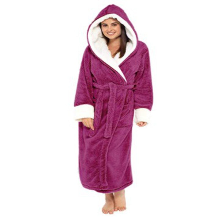 Long Bathrobe Night Gown with Hoodie