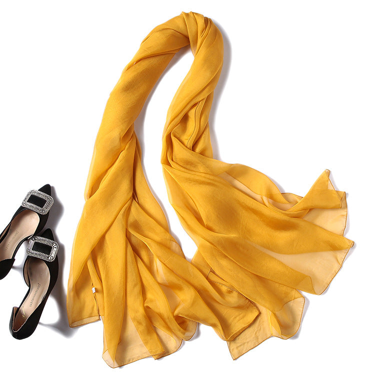 Pure Color Sheer Silk Scarf