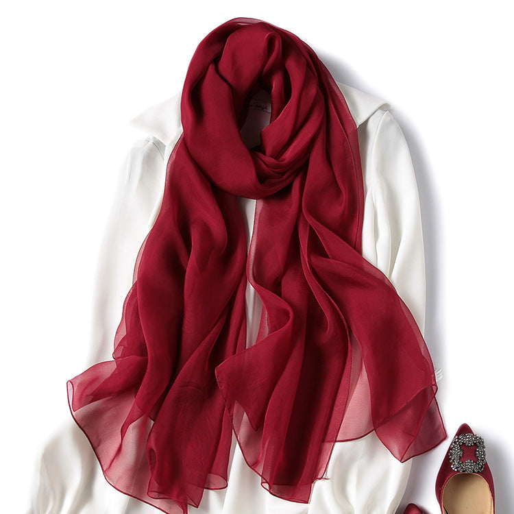 Pure Color Sheer Silk Scarf