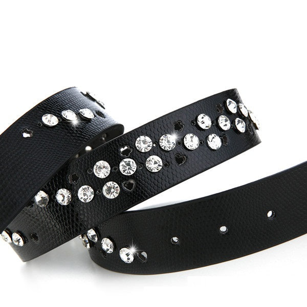 Faux Leather Bling Belt