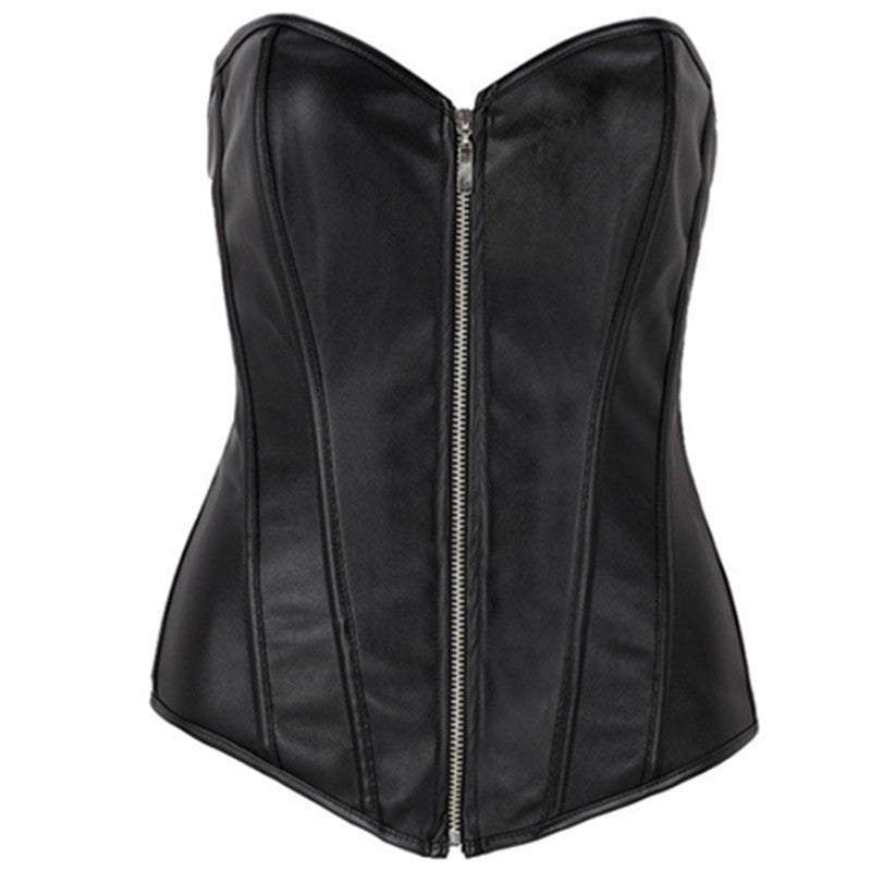 PU Leather Court Zip-up Bodice