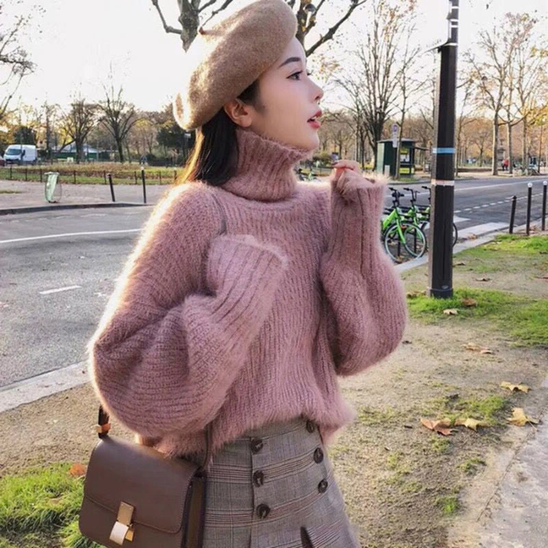 Loose Fitting Lotus Root Mohair Sweater