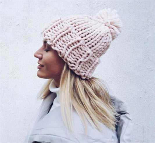 Knitted Hat with Pompon
