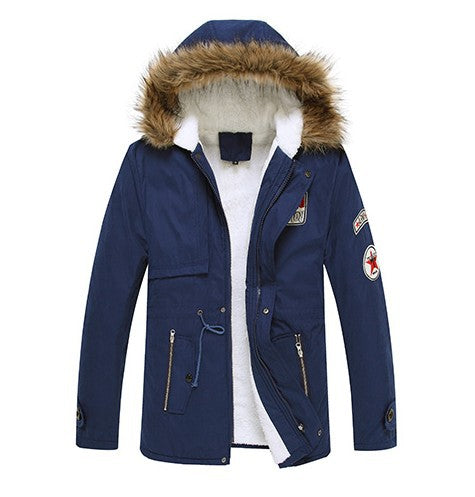 Thick Padded Fleece Army Parka w/Furry Hood
