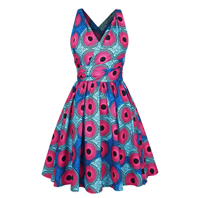 African Print Pleated Dress