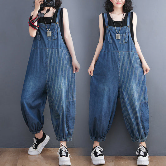 Loose Fitting Retro Denim Overalls