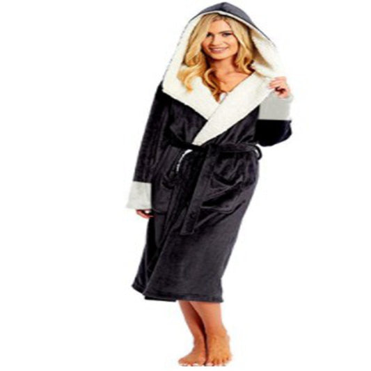 Long Bathrobe Night Gown with Hoodie