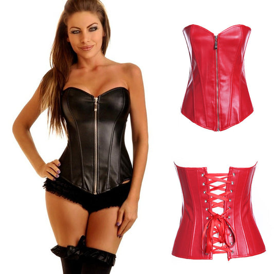 PU Leather Court Zip-up Bodice