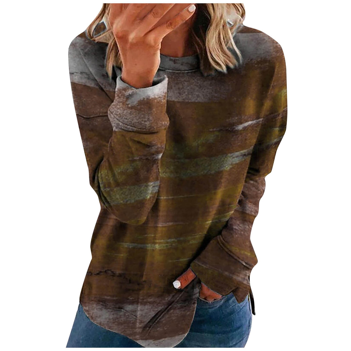 Dye Style Long Sleeved Print Shirt (up to 5XL)