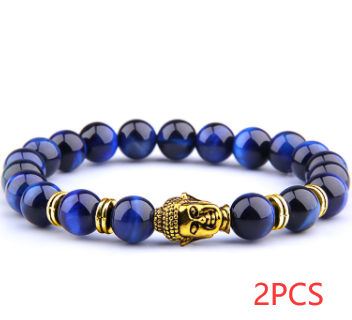 Buddha Head & Tiger's Eye Charm Bead Bracelet