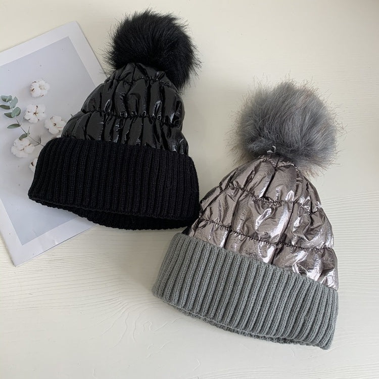 Shine Down Filled Knit Hat w/pom