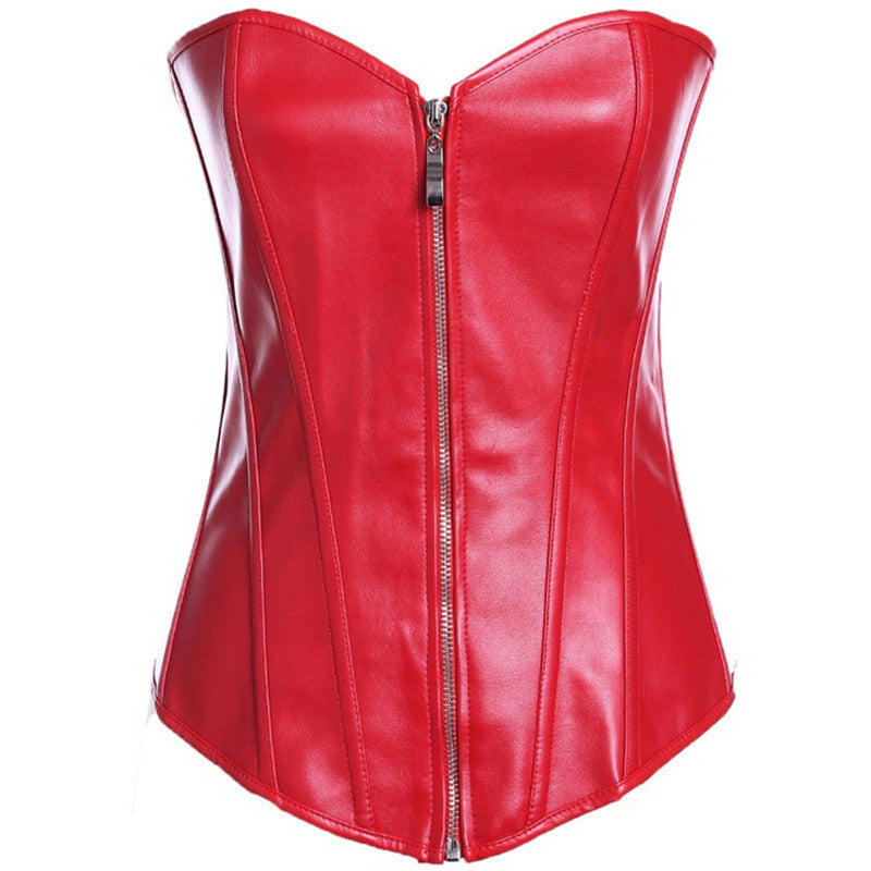 PU Leather Court Zip-up Bodice
