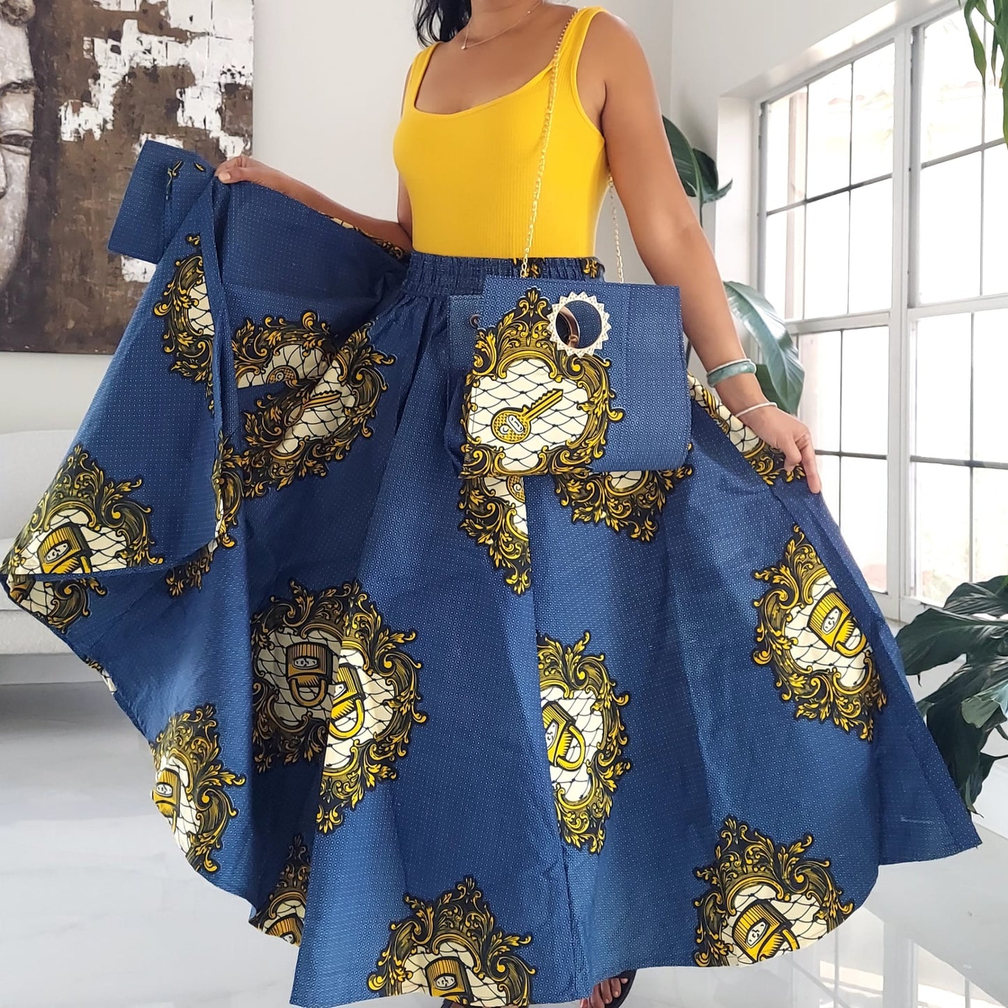 NEW Long Wrap Skirt, Scarf & Pocketbook Set