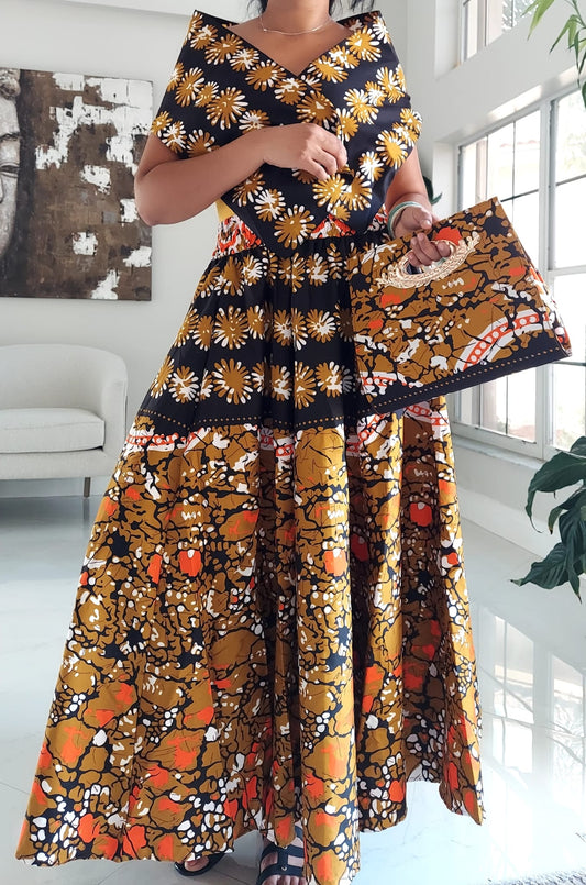 NEW Long Wrap Skirt, Scarf & Pocketbook Set