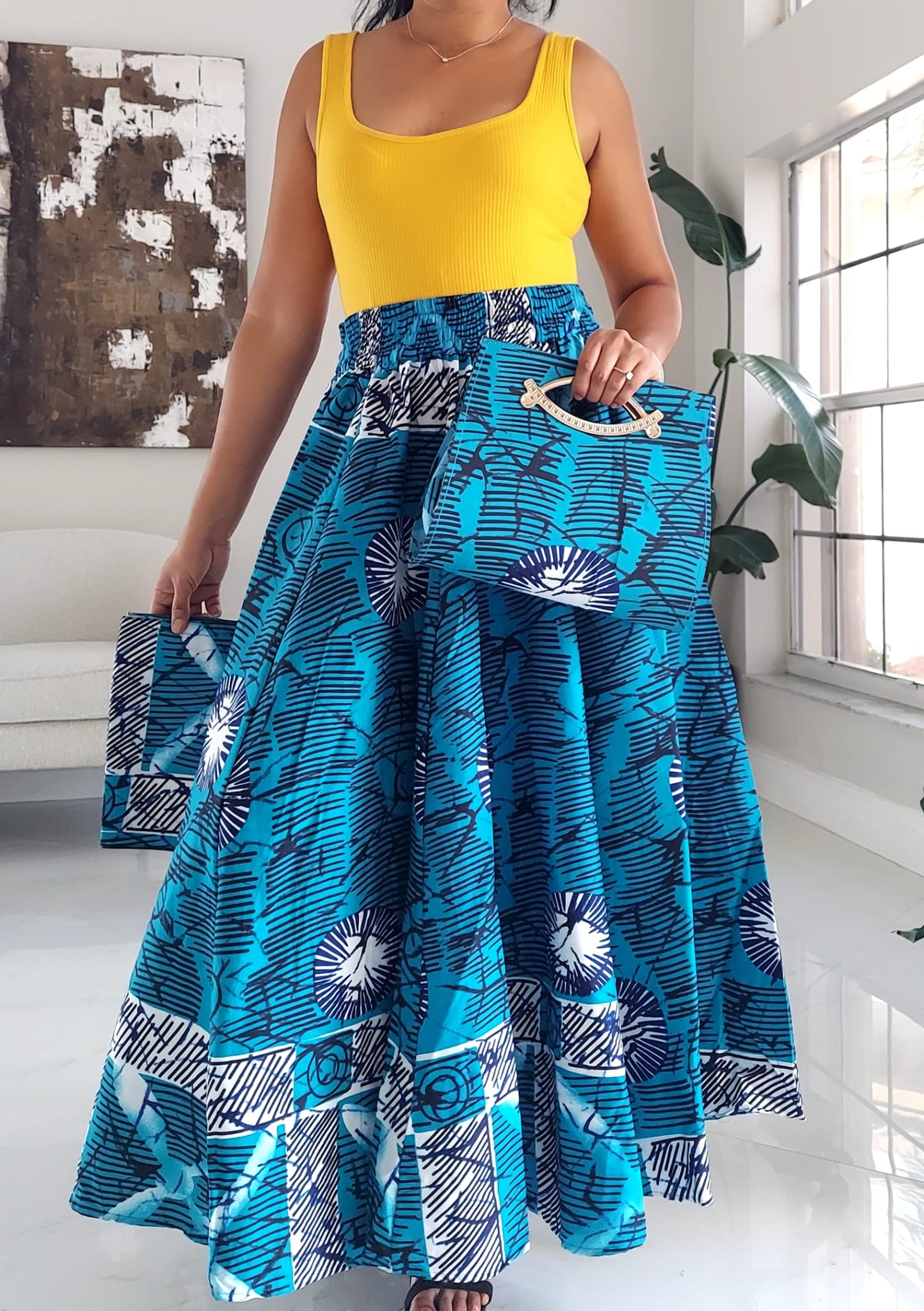 NEW Long Wrap Skirt, Scarf & Pocketbook Set
