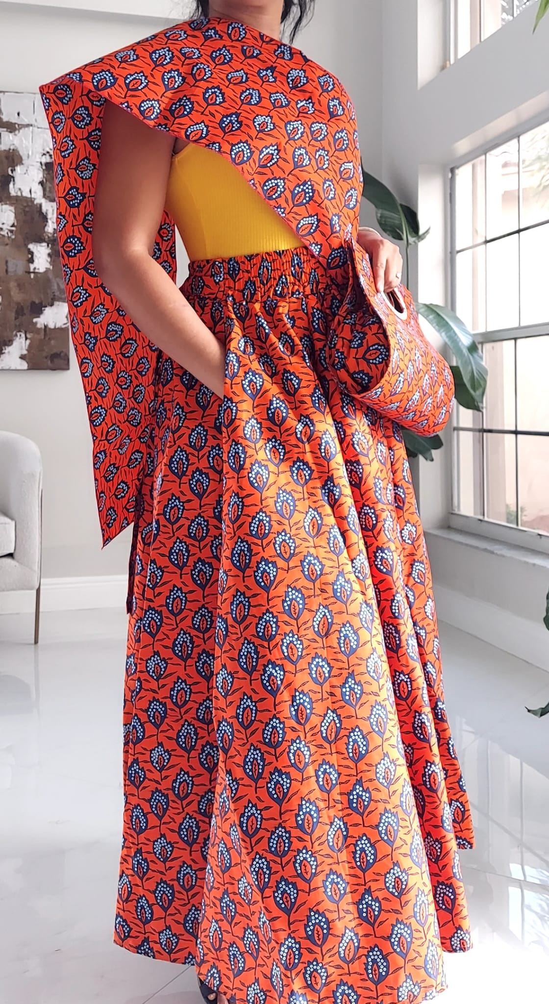 NEW Long Wrap Skirt, Scarf & Pocketbook Set