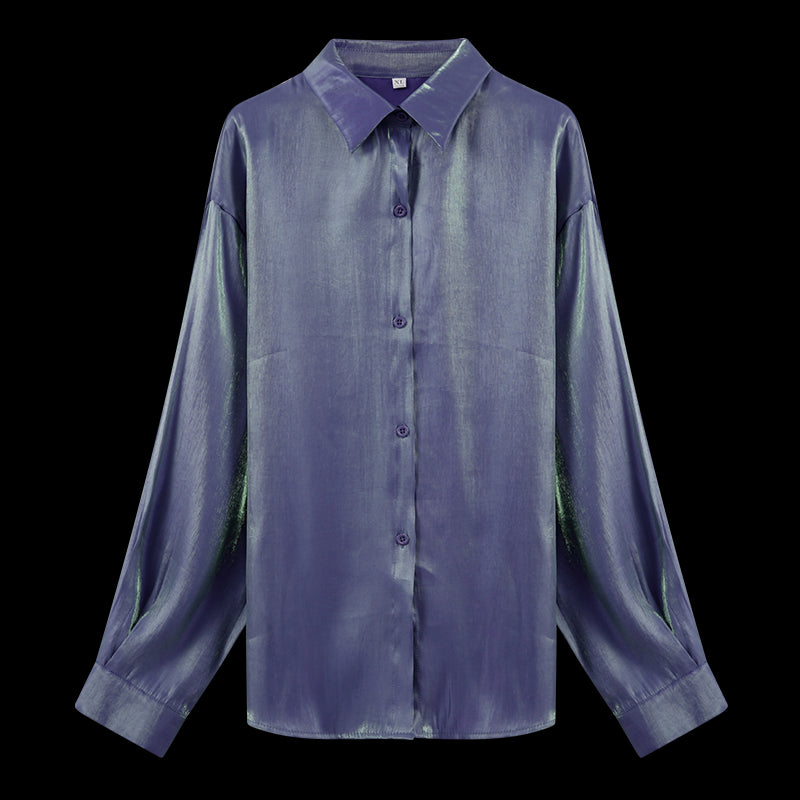 Loose Fitting Shiny Chiffon Shirt