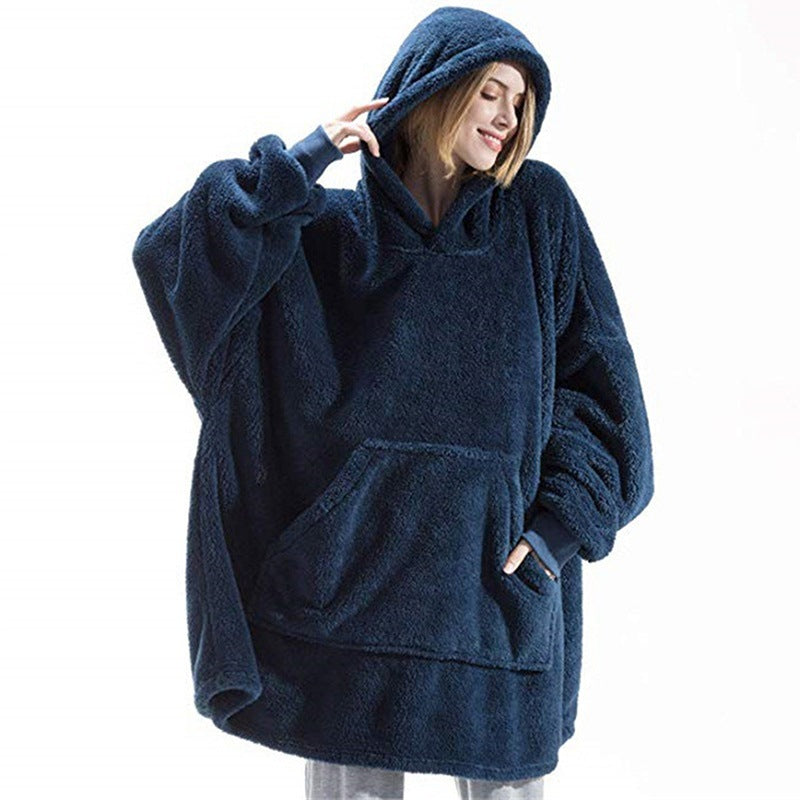 Super Long Oversized Fleece Sweatshirt w/Hood
