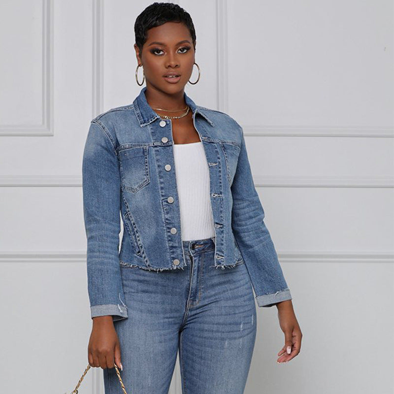 Stretch Denim Jean Short Jacket (up to 2XL)