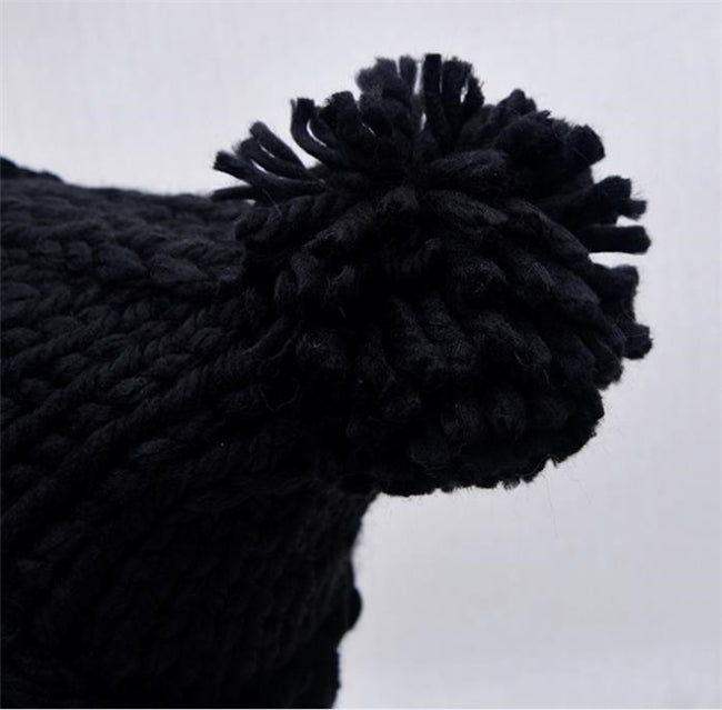 Knitted Hat with Pompon