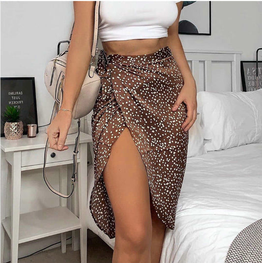 High Waist Lotus Leaf Wrap Skirt