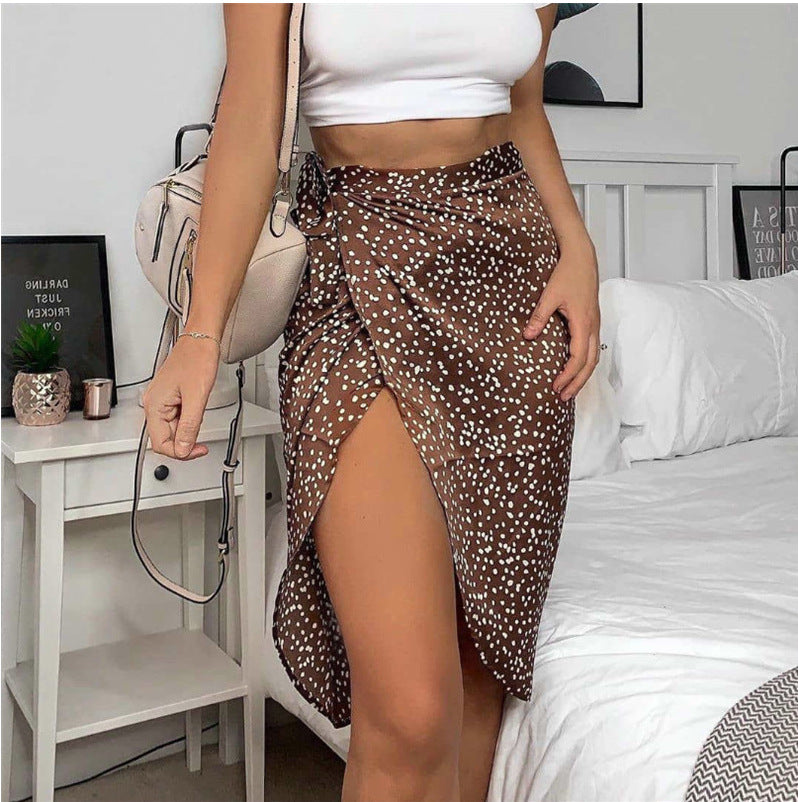High Waist Lotus Leaf Wrap Skirt