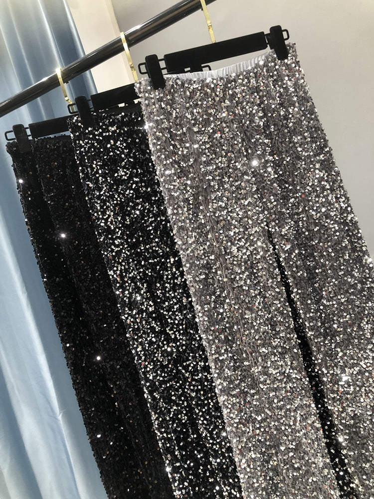 Shiny Loose Fitting Straight Leg Pants