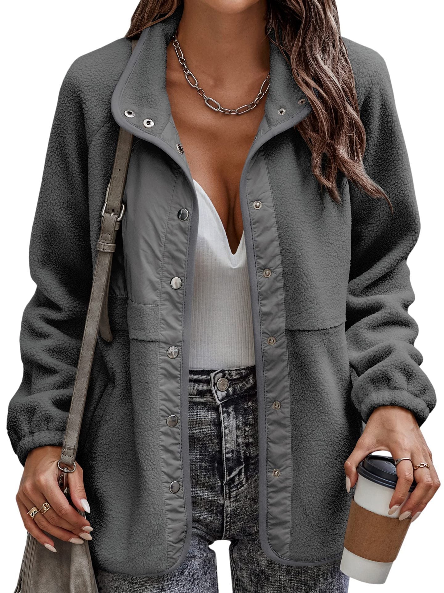 Button Up Polar Fleece Thermal Jacket